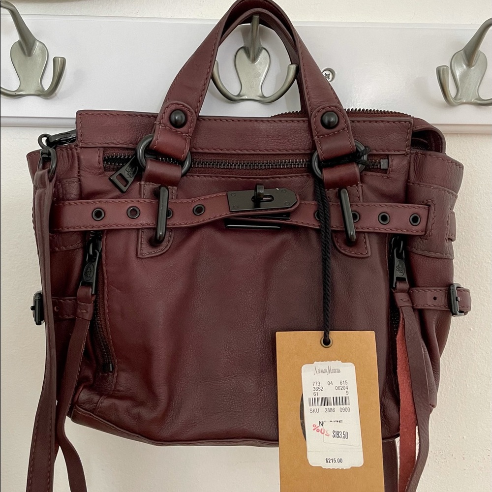 ASH MINI LEATHER SATCHEL, DARK WINE - NWT